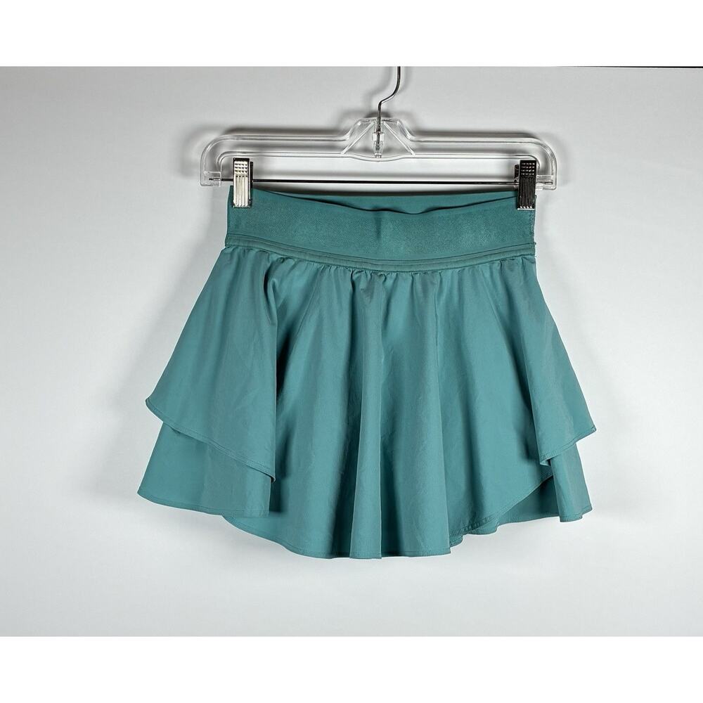 Lululemon Court Rival High Rise Skirt Size 4 Teal Pleated Tennis Skort Built In
